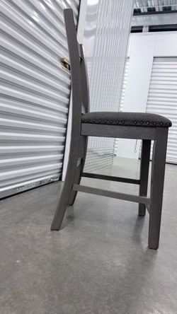 Gray Wood Counter Height Bar Stool x2