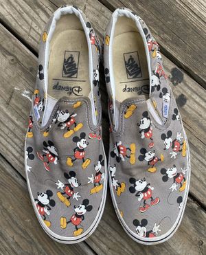 Photo RARE🔥 VANS x Disney Mickey Mouse Print Frost Gray Classic Slip On VANS Sz 11