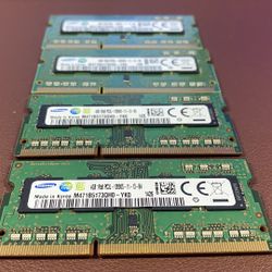 Lot of 4 SAMSUNG 4GB 1Rx8 DDR3 PC3L-12800S SODIMM LAPTOP M471B5173QH0-YK0