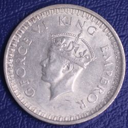 1942 British India King George V One Rupia Silver Coin