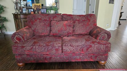 Red Paisley Print Couches