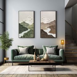 Mountain Landscape Framed Canvas Wall Art