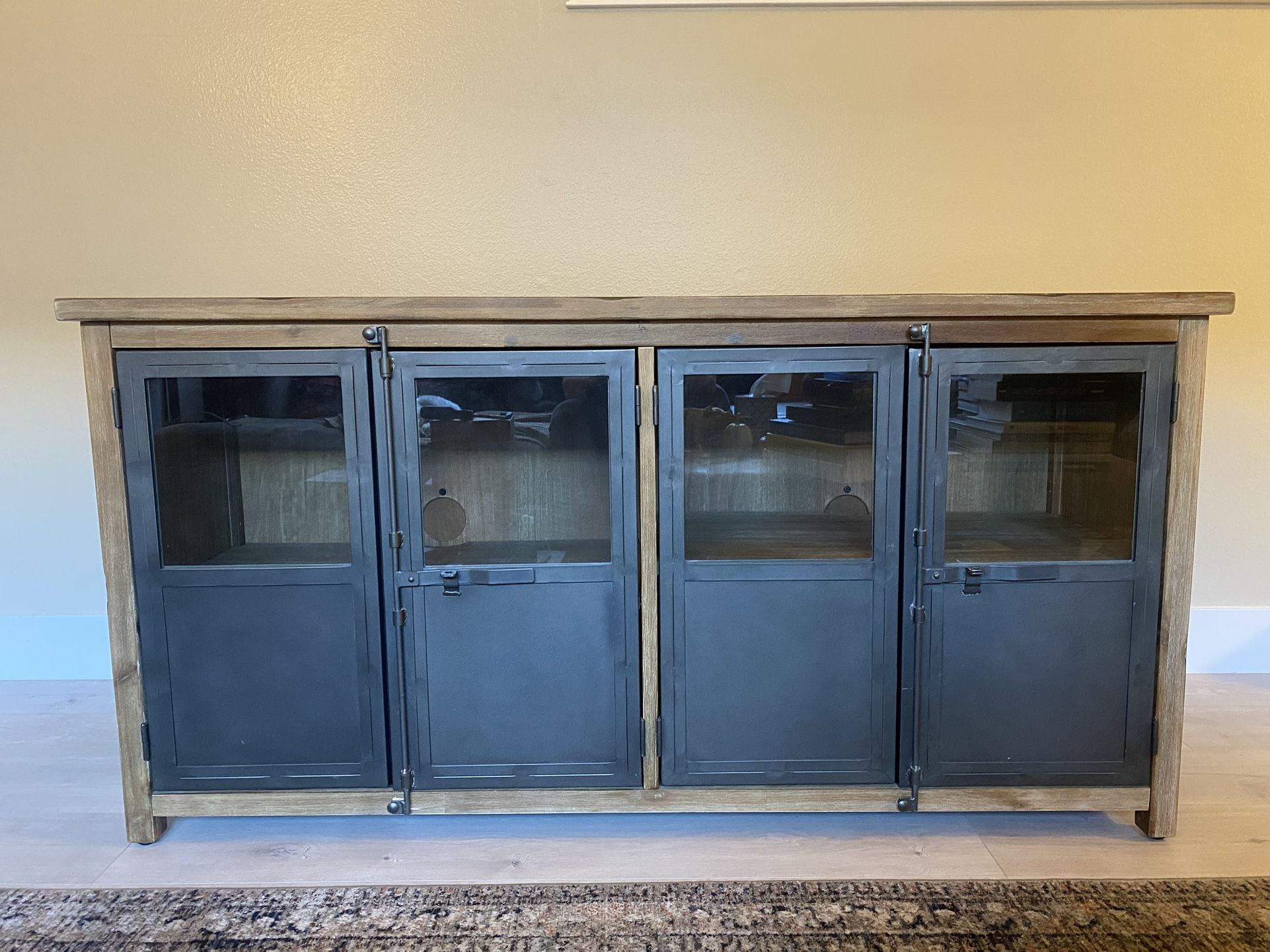 World Market Langley Wood and Metal Console Table Credenza Storage Cabinet