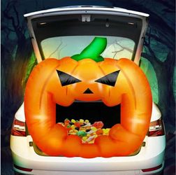 4.3ft Halloween Trunk or Treat Car Decoration Inflatable with Built-in LED Blow up Halloween Inflatable Witch Cat Pumpkin Outdoor Decor for SUV Yard H