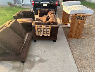 FREE Brown Sofa Set and Wooden Furniture