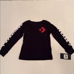 Converse Black Shirt With Red Star Logo