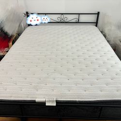 Moving Out Sale! Queen Size Extra Firm Mattress with Bed Frame!