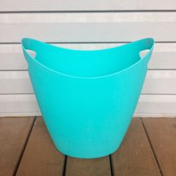 Slim Turquoise Wastebasket With Handles - 15” x 13” x 8”