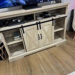 TV Stand With Rolling Doors and Shelves