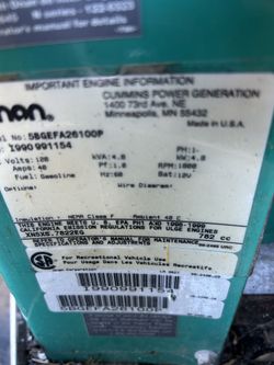 Onan 4.8 kW Emerald Plus 5000 generator. 