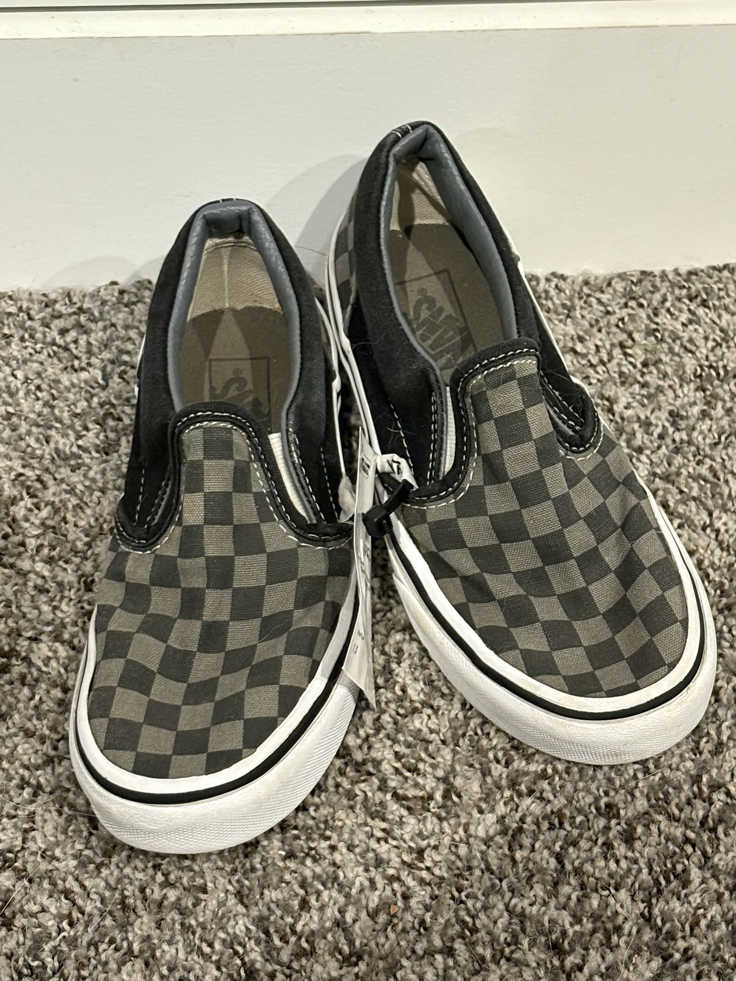 Vans Classic Slip On Gray/Black Checkerboard Sneakers Size 1.5Y