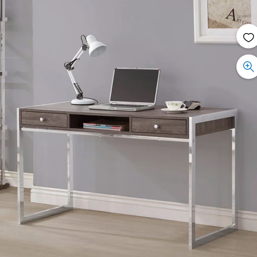 Wooden Writing Desk with Chrome Frame