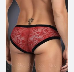 Lace Underwear Red Mesh Men