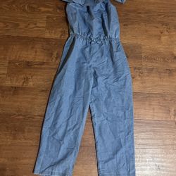 NWT Nautica blue cold shoulder full length jumpsuit 12/14 L 