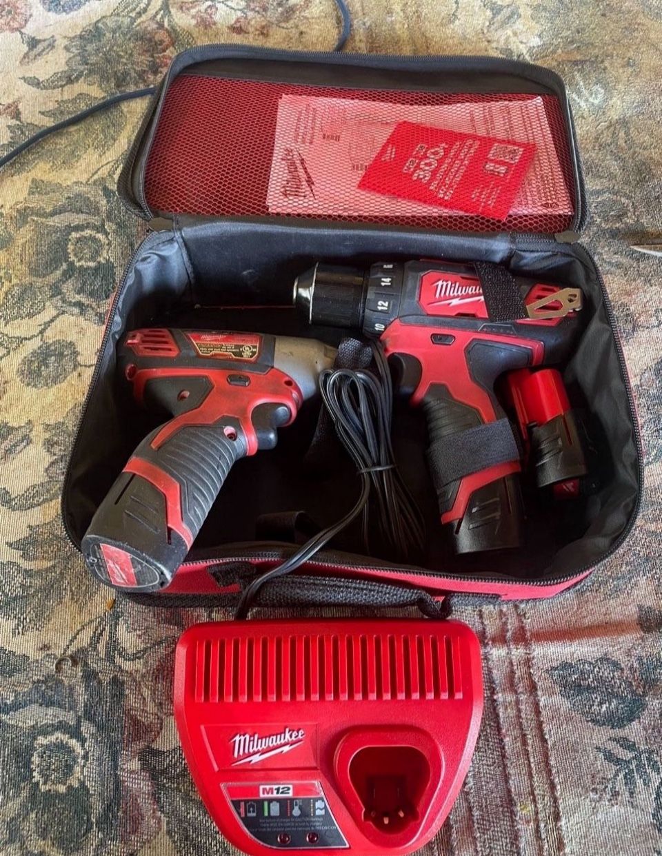 Milwaukee drills 3 batteries charger and case