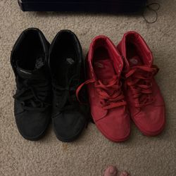All Black And All Red High Top Vans. 