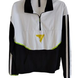 Adidas Trae Young Jacket Pullover Mens sz M Windbreaker  Black White Half Zip
