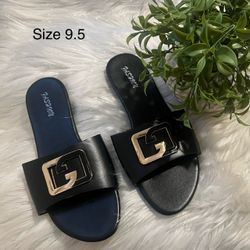 Black /gold sandals (size 9.5 wide)