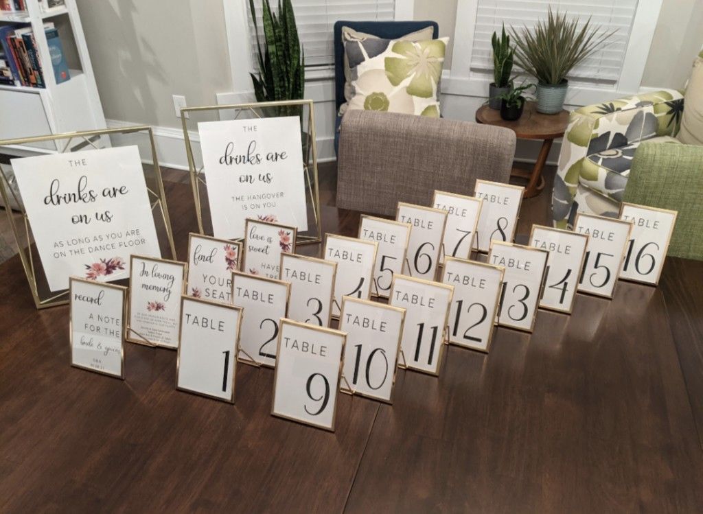 Gold Table Numbers And Other Signs - Wedding