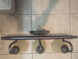 Three Light Frosted Heavy Duty Glass And Brass Bathroom Light Fixture With Mounting Plate!!!!!!!!!!!!!!!!!!!!!!!!!!!!!!!!!!!!!!!!!!!!!!!!!!!!!!!!!!!!!