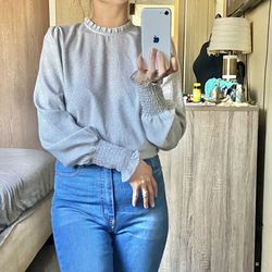 Maison d’Amelie Ruffle spotted blouse