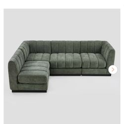 Green Sectional Couch, 4-Seater L Shape Modular Sofa Set for Living Room