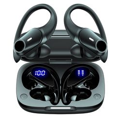 Active Noise Cancelling Wireless Earbuds Bluetooth Headphones 80H Playtime Ear Buds with Power Display Case Hi-Res Sound & Clear Calls Over Ear Hooks 