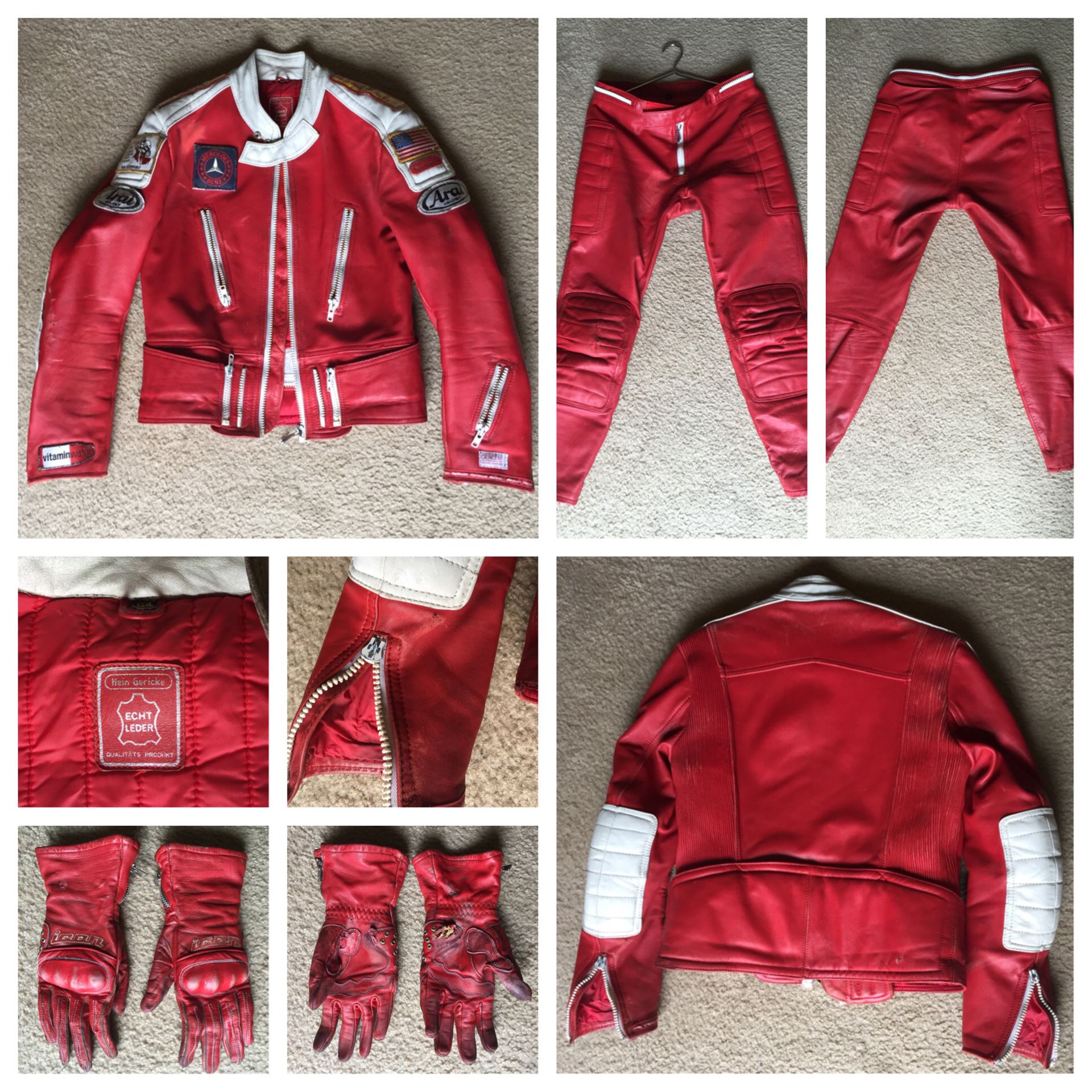 Rare 1970’s Red/White Hein Gericke Motorcycle Race Suit