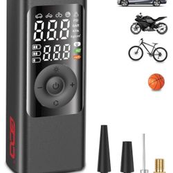 Portable Air Compressor 150PSI Cordless Tire Inflator Dual LCD Display Auto-Shutoff Car Motorcycle Bike Ball