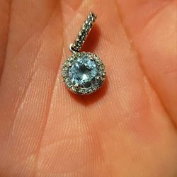 14kt Diamond Aquamarine Pendant 14kt White Gold
