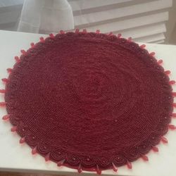 Red Beaded Placemats (3)