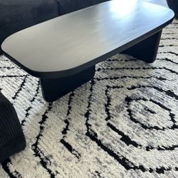 Scandinavian 1 Single Coffee Table Wood Rectangular Cocktail Table - 47”L x 24”W x 16”H Black