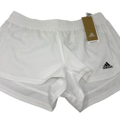 ADIDAS White High Rise 3" Pacer Woven Training Shorts Women’s Size Medium NWT