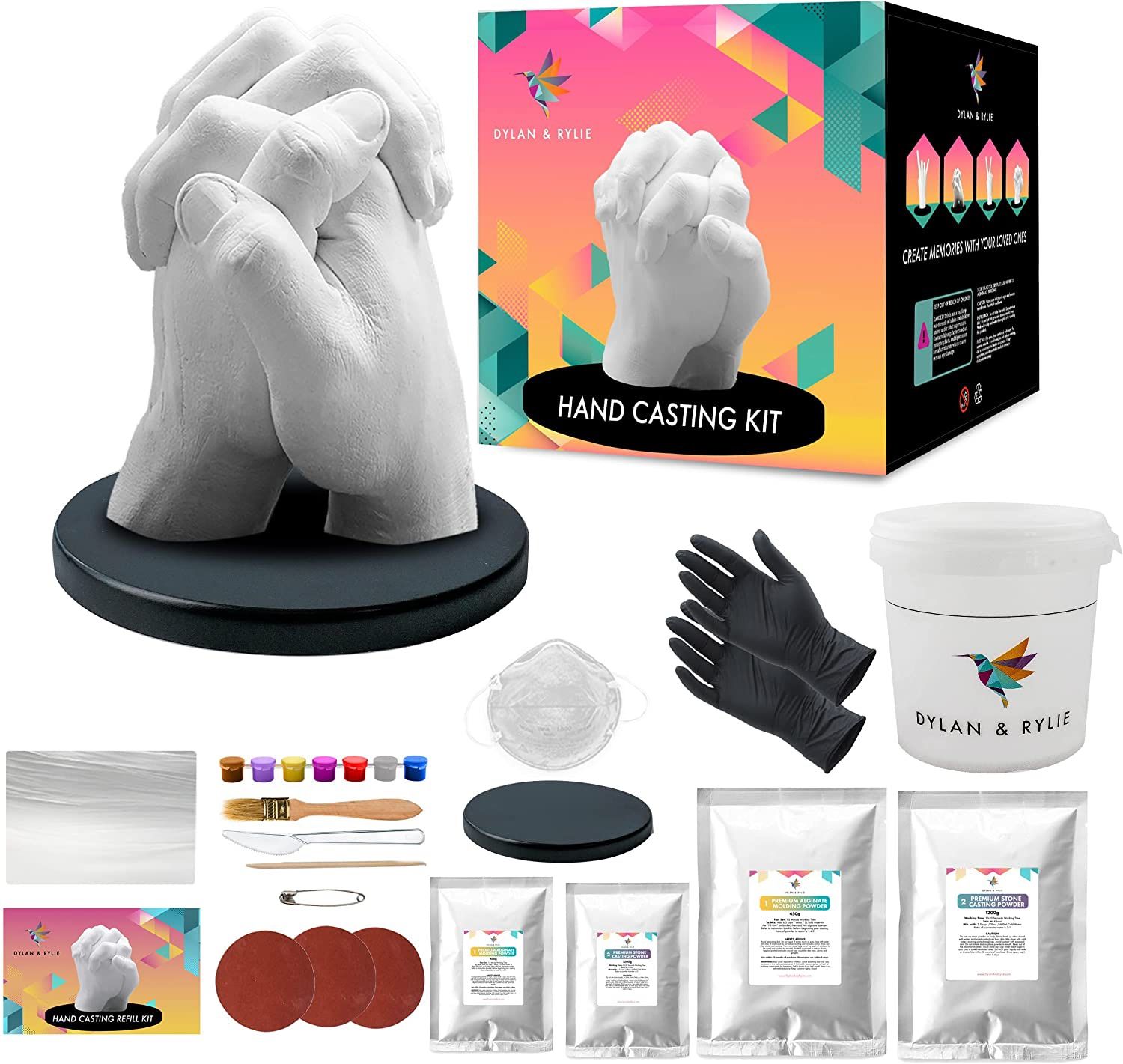 Hand casting kit couples-plaster hand mold casting kit diy kits for adults and kids wedding gifts for couples gifts for her birthday gifts for mom