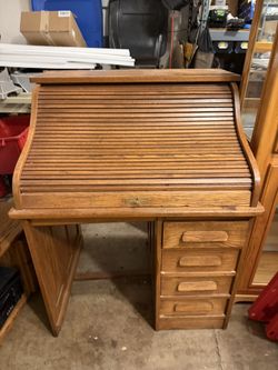 Antique Oak Roll top Desk Single Pedestal