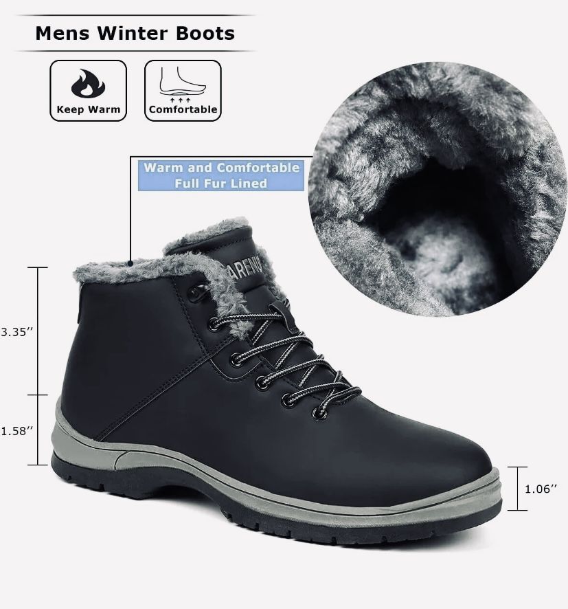 The CARENURSE Mens Winter Snow Boots are designed for cold weather conditions with water-resistant features, making them practical for both work and