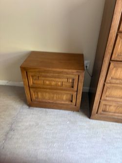 Medium Brown Wood Two-Drawer Nightstand