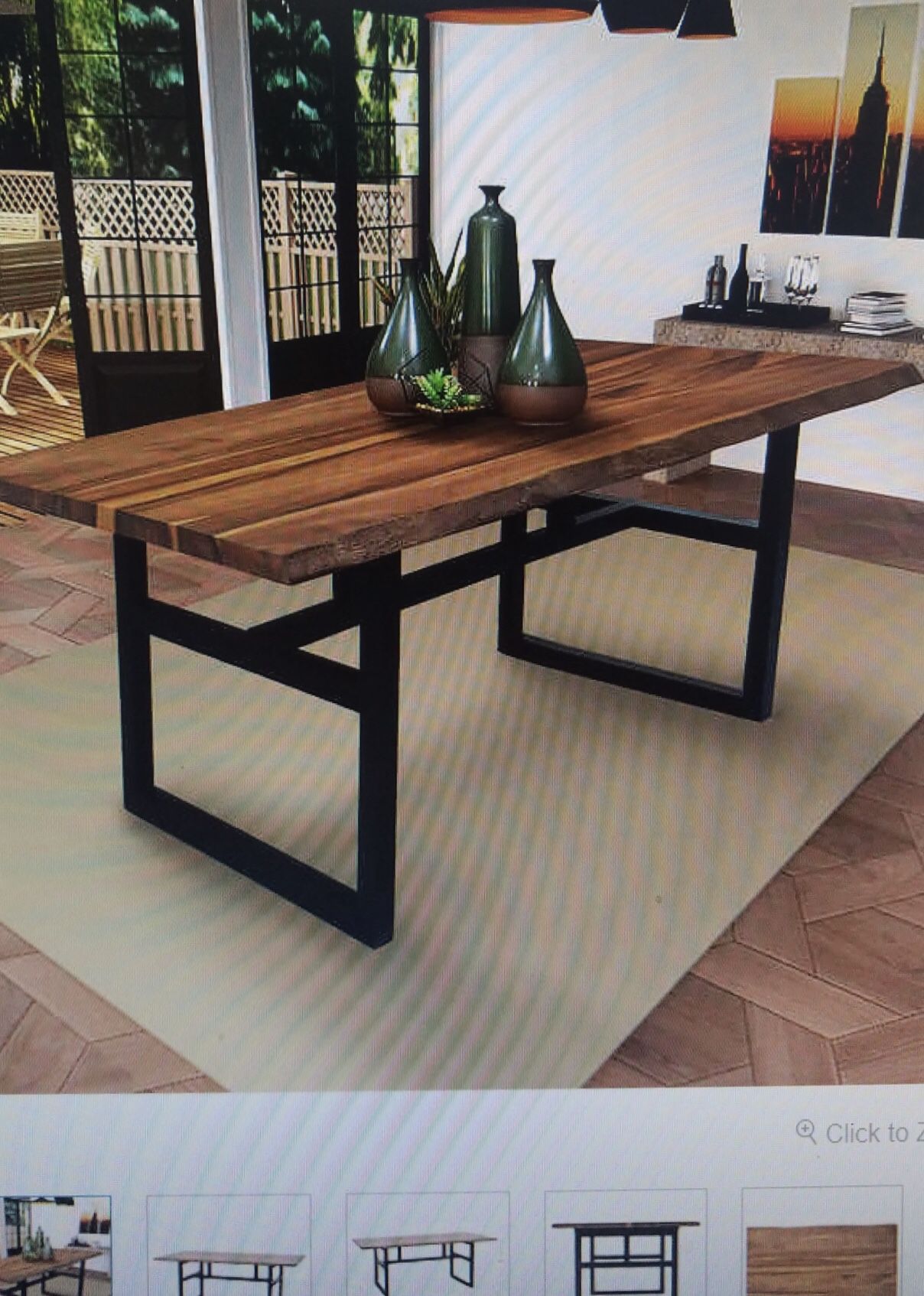 Gable Live Edge Rustic and Modern Wood Dining Room Kitchen Table - NEW IN BOX