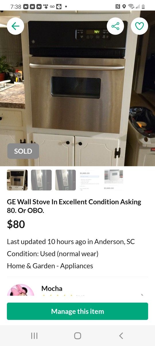 Item Not Sold GE Wall Stove In Excellent Condition Asking 80. Or OBO. 