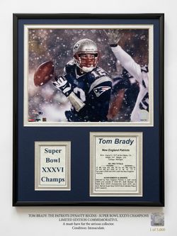 Tom Brady Super Bowl XXXVI Framed Commemorative