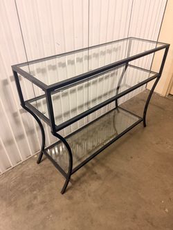 Black Metal and Glass 3-Tier Console Table