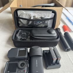 3 cameras +Brand new DJI MIC MINI ;GOPRO HERO 9 black,DJI ACTION 4,INSTA 360 X3+ACCESSORIES