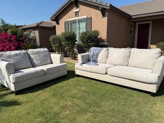 Beige Fabric Sofa and Loveseat Set