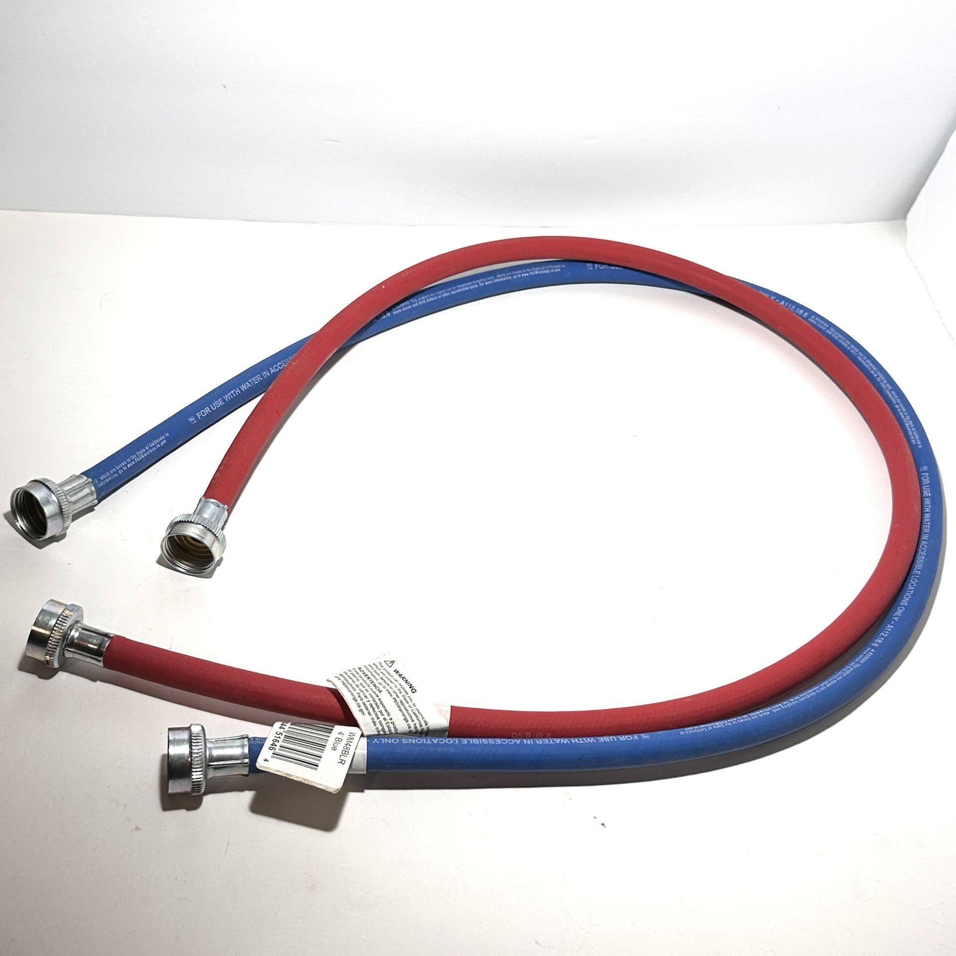 NEW 4' washing machine hot & cold water hose bundle red WM48RDR & blue WM48BLR