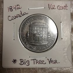 1842 Canadian  1/2  Cent  Large Tree Verity Rare