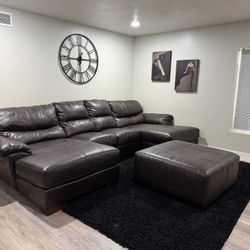Leather Couch With Ottoman