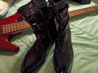 Black studded faux Leather Boots