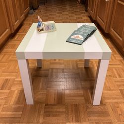 Upcycled Green And White Striped Kid’s / Toddler’s Table