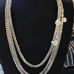 Cuban Link Sterling Silver Chain Necklaces 4mm