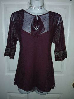 XL Plum Colored Lace Top with Tank Top